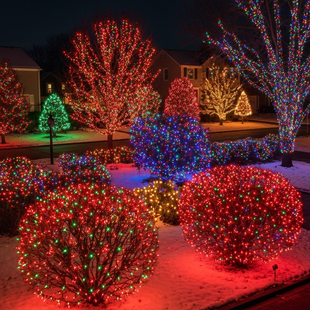 Colorful holiday lighting display